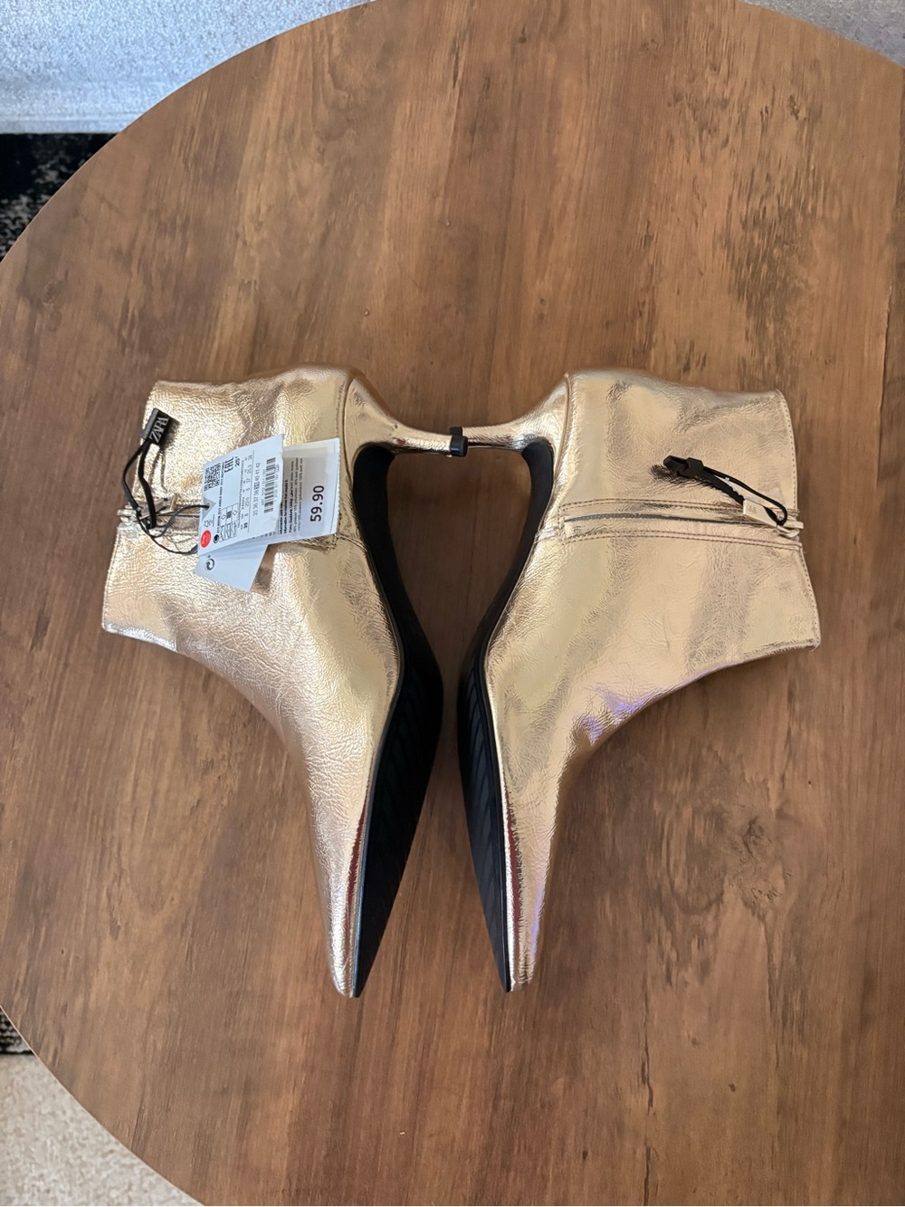 Zara Metallic Bronze Low-Kit Ankle Boots - Picture 8 of 8